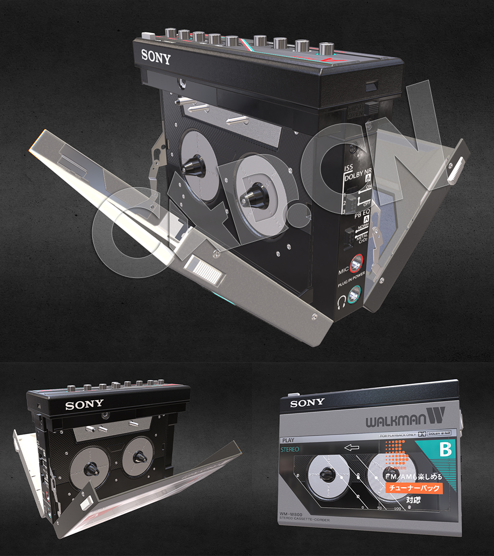C4D索尼磁带播放器动画模型 cassette tape player