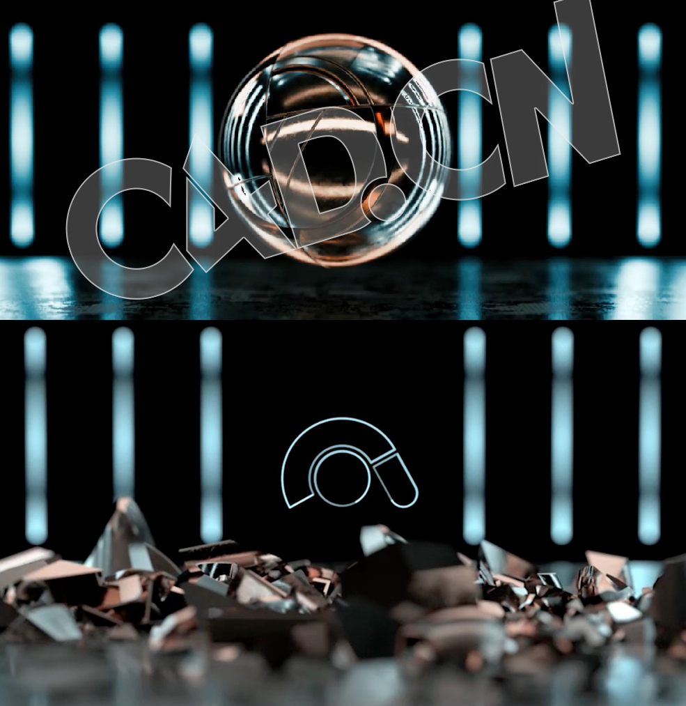 C4D Redshift金属圆球标志破碎动画工程 Shatter Sphere Logo