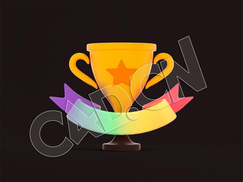 C4D OCTANE卡通荣誉奖杯模型