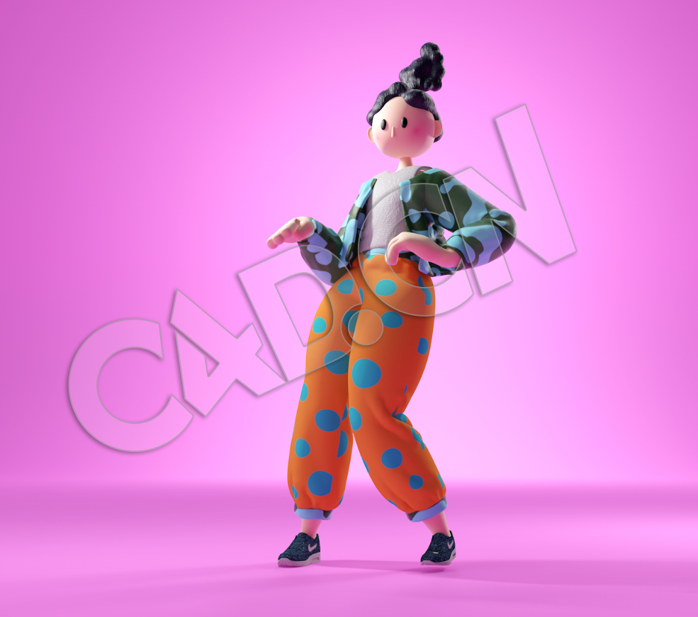 C4D时尚卡通女孩模型