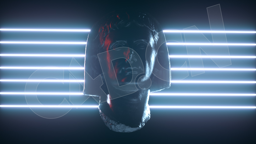 C4D OCTANE头上盖头巾的传教士头像雕塑渲染模型 Aset stone carved