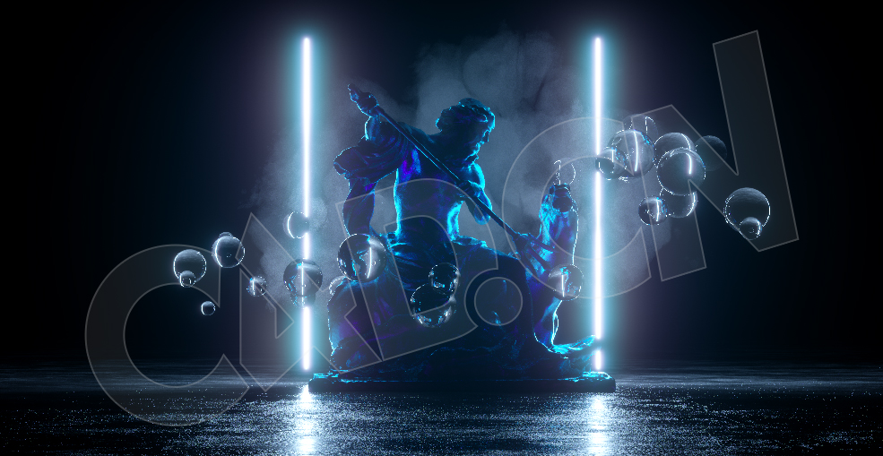 C4D OCTANE逆光渲染雕塑模型