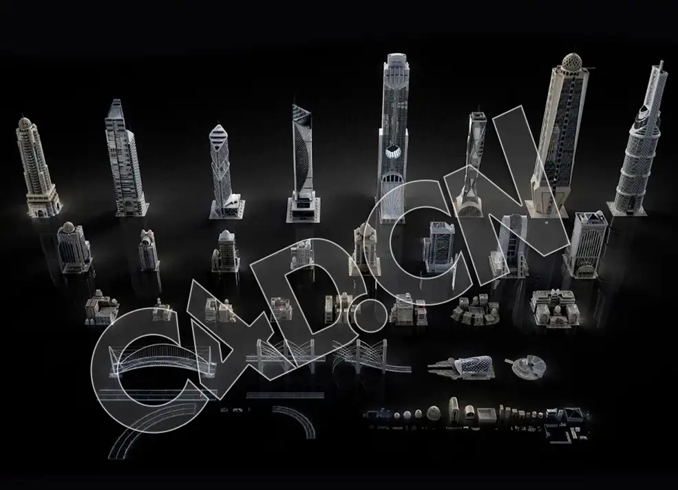 C4D迪拜圆顶筑塔楼场景建筑3D模型 Kitbash3D – Neo Dubai