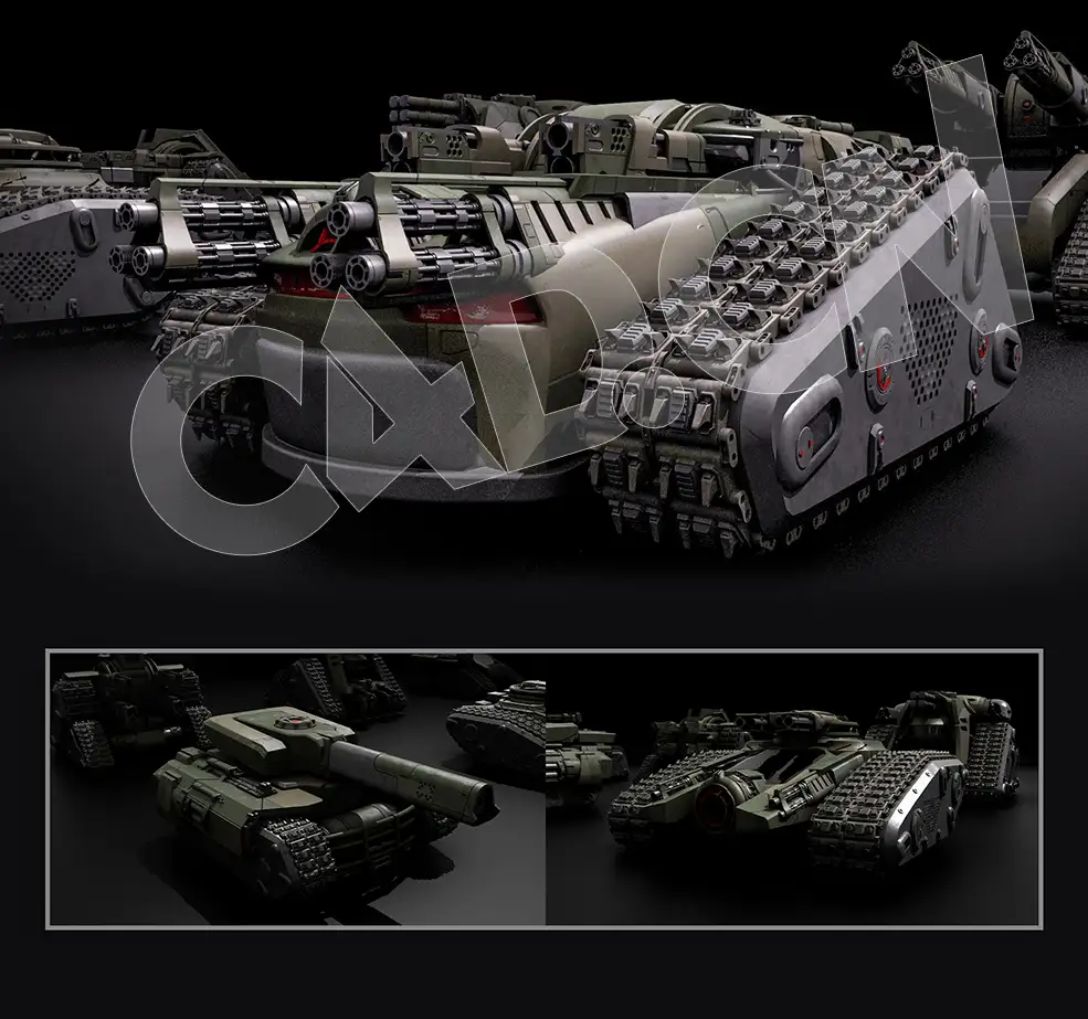 C4D科幻概念履带坦克完整战车及零部件3D模型合集 Kitbash3D – Veh: Tanks