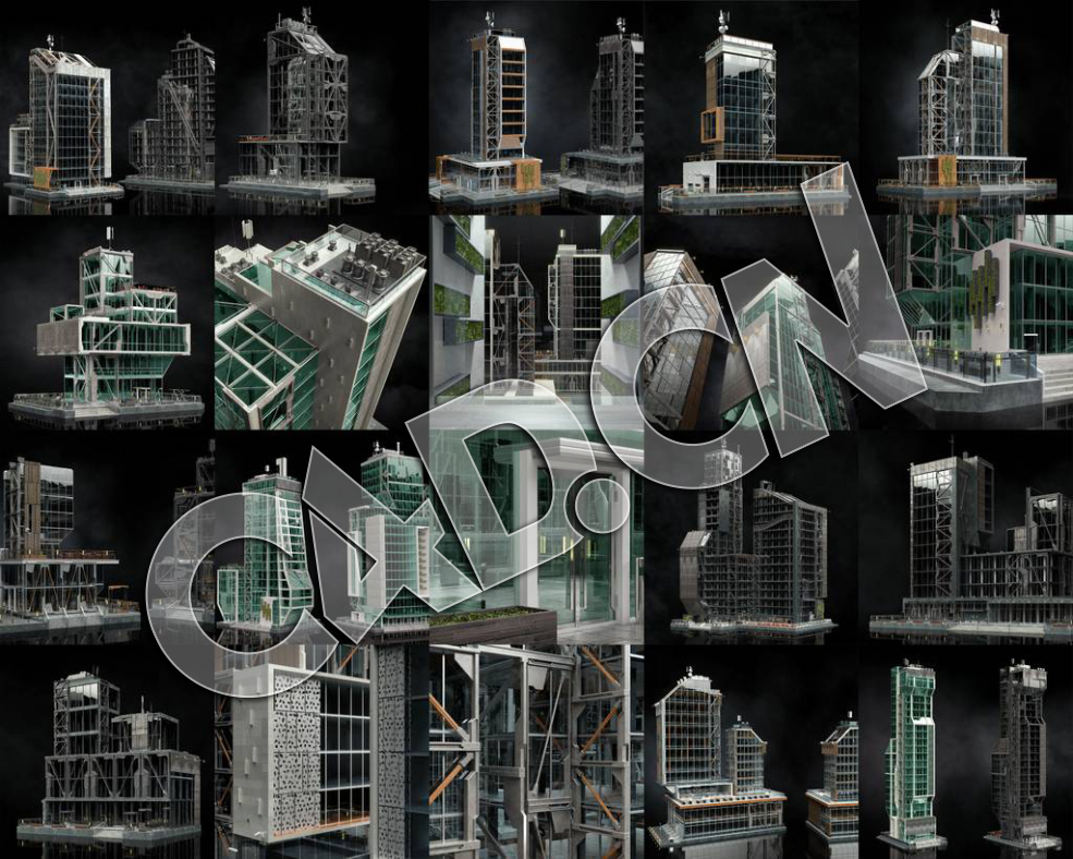C4D现代化都市商业写字楼城市建筑模型 Kitbash3D-Arch.Vogue-Complete