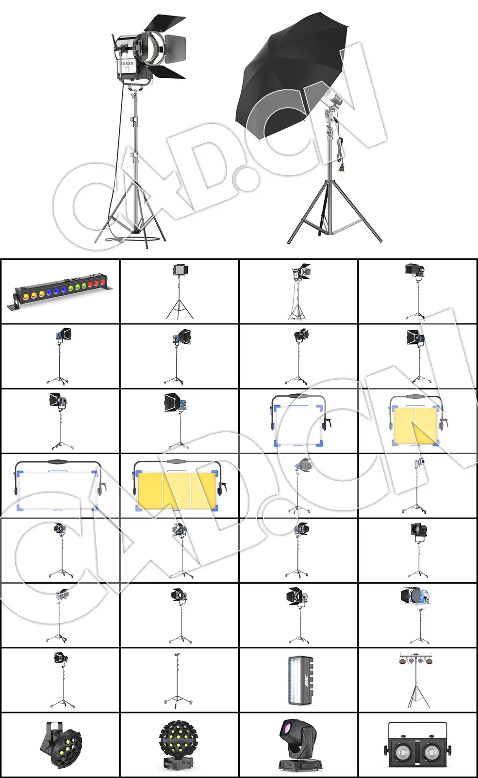 63个C4D影棚舞台剧院电影院灯光模型合集 63 Studio Stage Theater Cinema Lighting