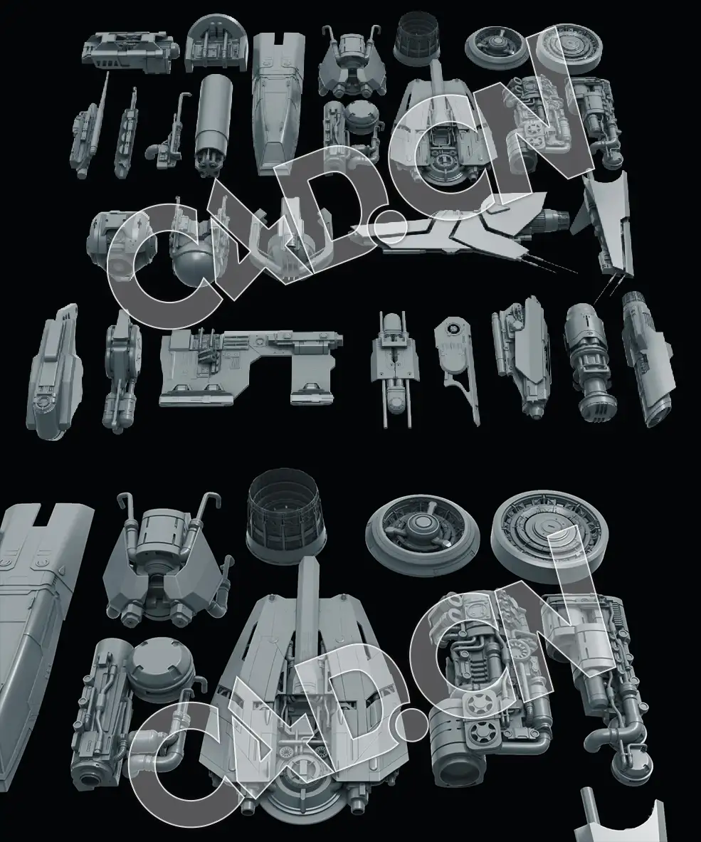 28个C4D科幻太空飞船飞行器模型合集 SPACESHIP KIT - ASSEMBLED