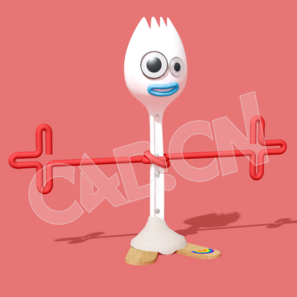 C4D玩具总动员叉勺玩具人卡通角色模型 forky