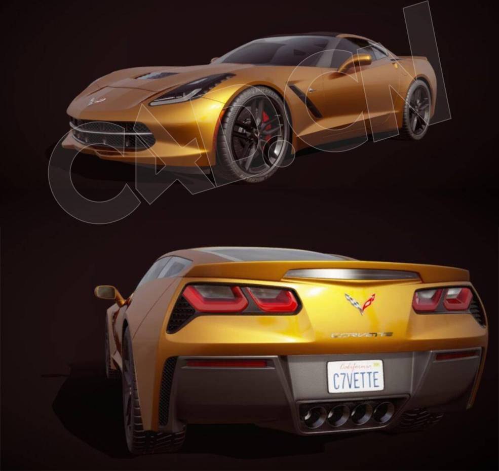 C4D跑车雪佛兰·克尔维特模型 Chevrolet Corvette