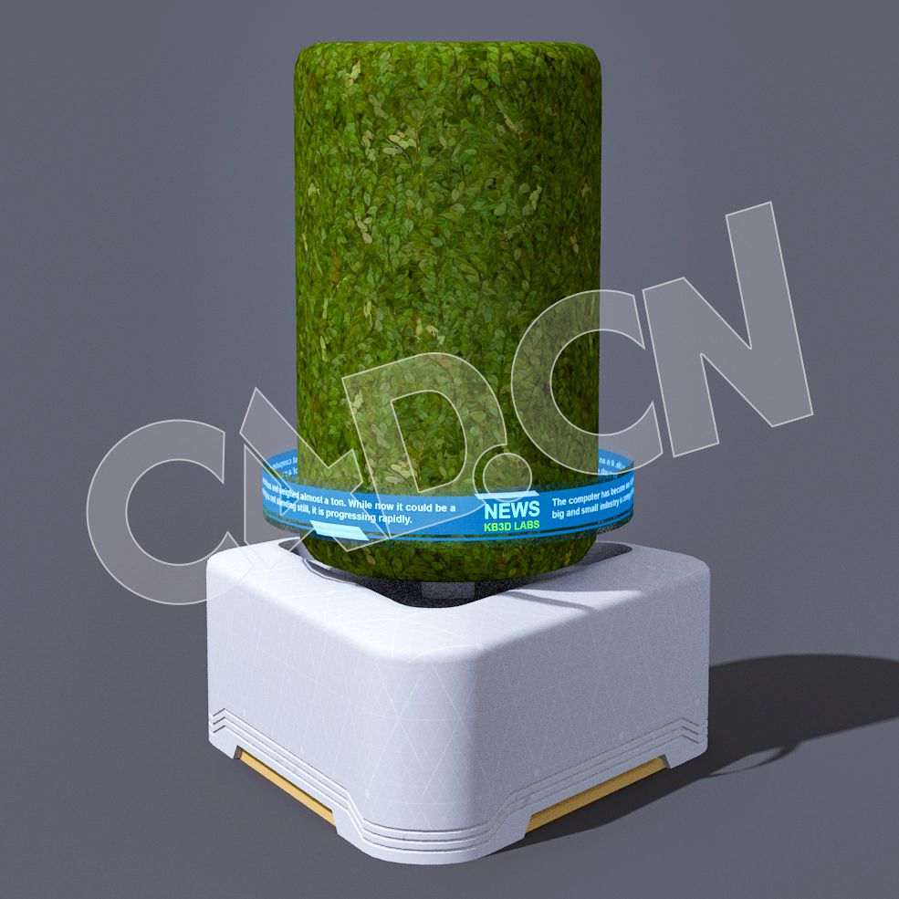 C4D数字城市柱形数字绿植模型