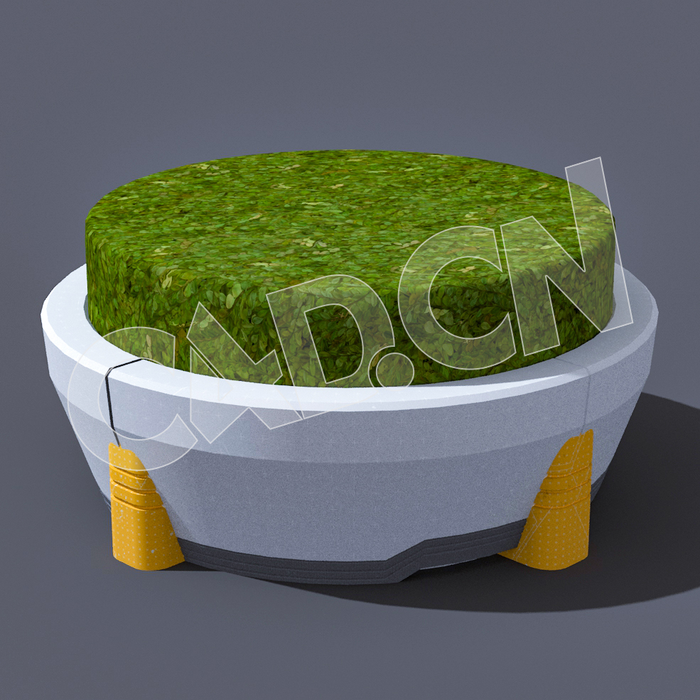 C4D未来城市圆形装饰绿植模型