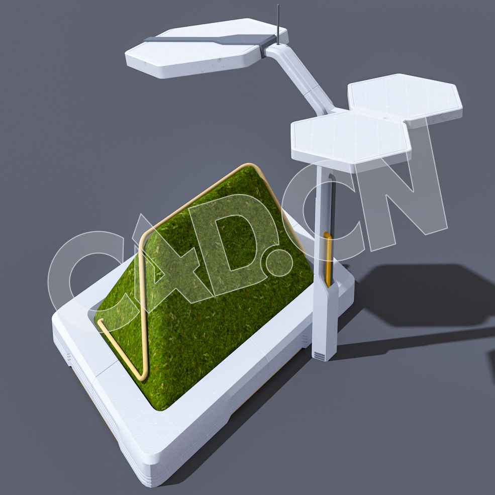 C4D科幻城市路灯绿植模型