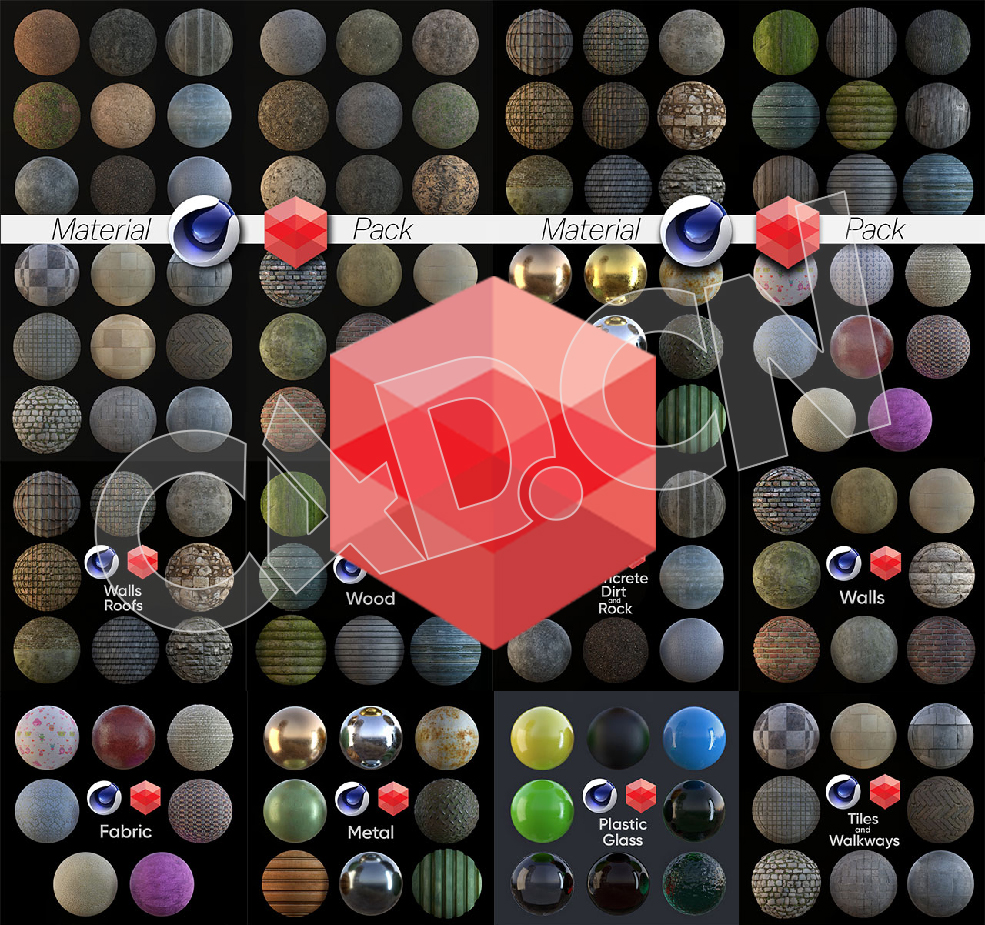 C4D 99个红移Redshift渲染器材质预设Artstation – Redshift Rustic Material Pack 99