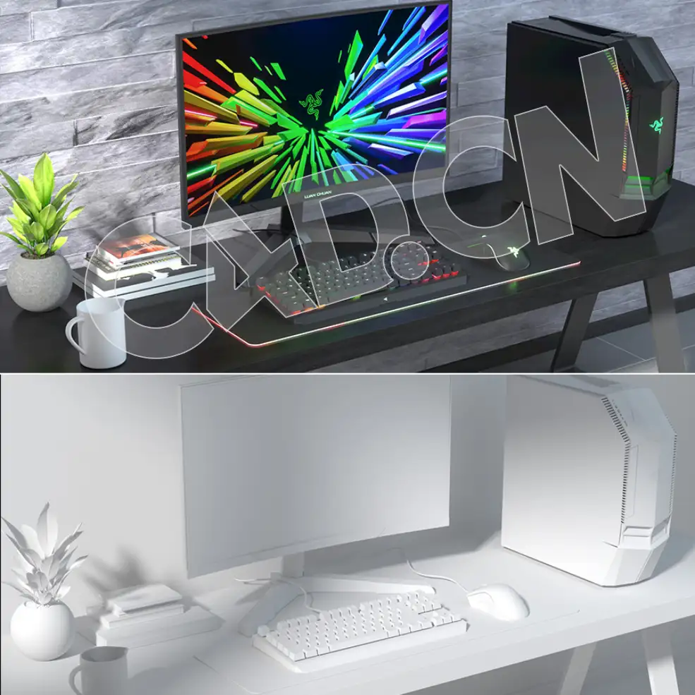 C4D OCTANE游戏电脑主机渲染模型