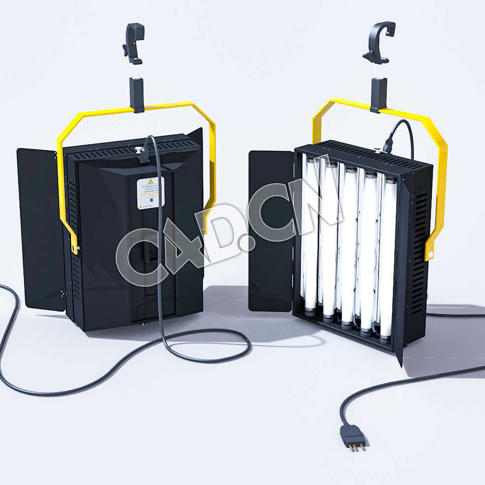 C4D演播室灯光照明设备模型 Video Production Pack - Fluorescent Studio Lights