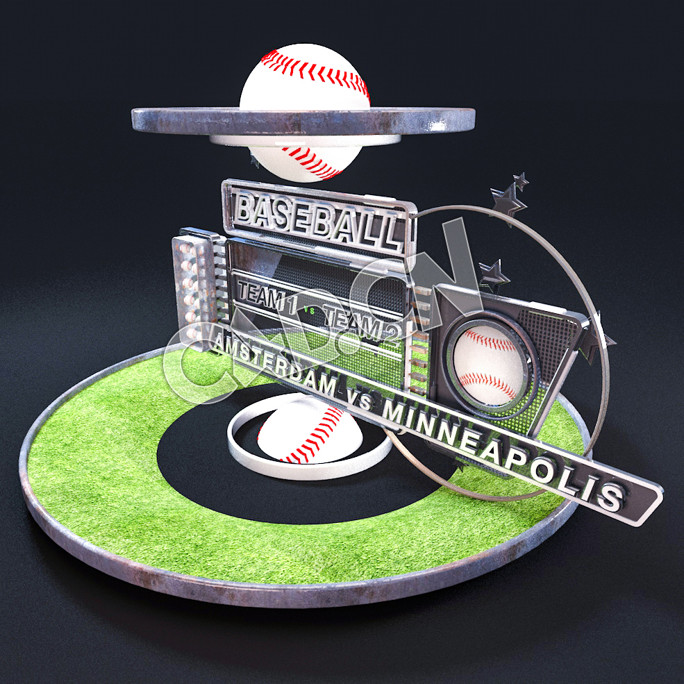 C4D体育公开赛广播装饰元素模型 Broadcast-Sports-Open (6-in-1 Model)