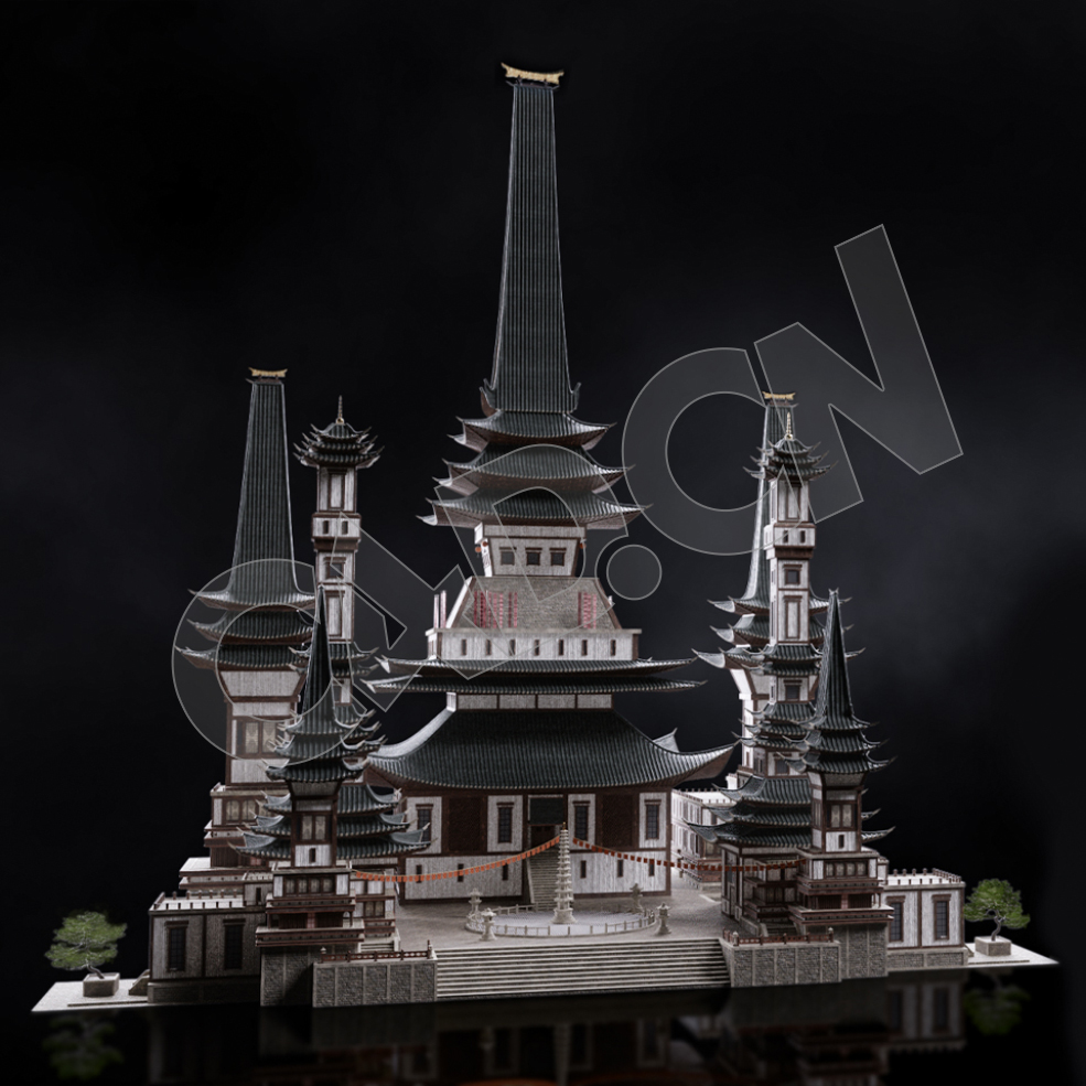 C4D香格里拉中式建筑模型 Kitbash3d-Shangri-La_BldgLG_A_grp - C4D之家 - 01.jpg