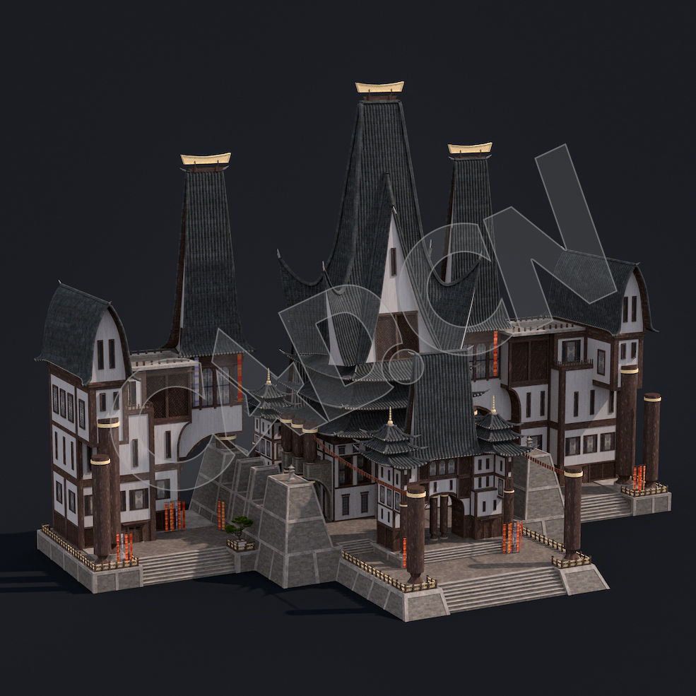 C4D香格里拉中式建筑模型 Kitbash3d-Shangri-La_BldgLG_B_grp - C4D之家 - 02.jpg