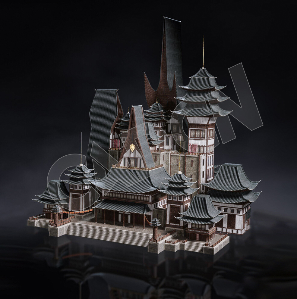 C4D香格里拉中式建筑模型 Kitbash3d-Shangri-La_BldgLG_E_grp - C4D之家 - 05.jpg