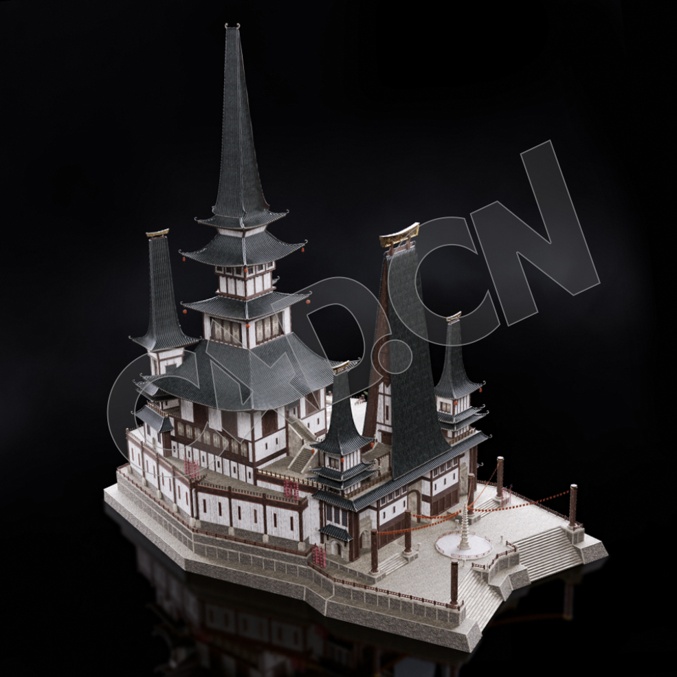 C4D香格里拉中式建筑模型 Kitbash3d-Shangri-La_BldgLG_F_grp - C4D之家 - 06.jpg