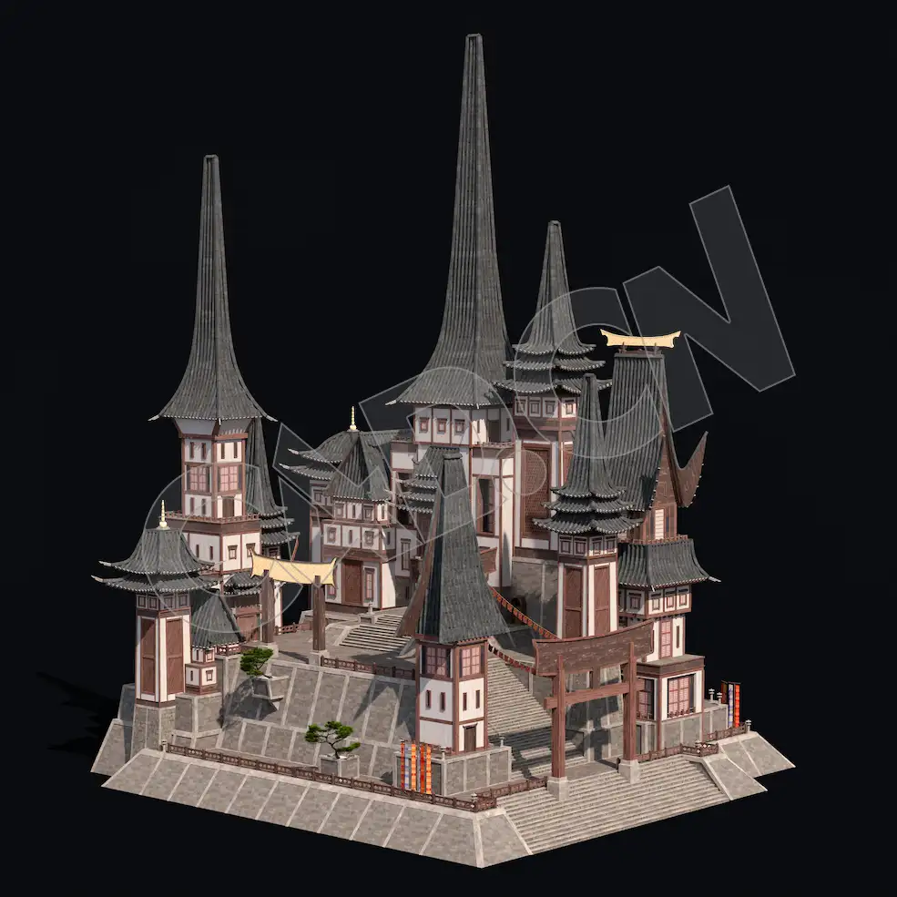 C4D香格里拉中式建筑模型 Kitbash3d-Shangri-La_BldgLG_J_grp - C4D之家 - 10.jpg