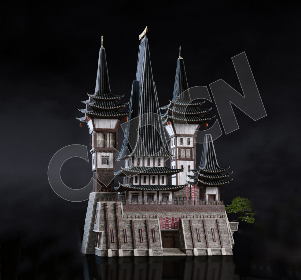 C4D香格里拉中式建筑模型 Kitbash3d-Shangri-La_BldgMD_C_grp - C4D之家 - 13.jpg