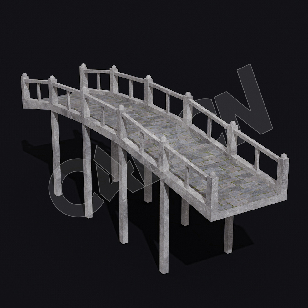 C4D石桥香格里拉中式建筑模型 Kitbash3d-Shangri-La_Bridge_A_grp
