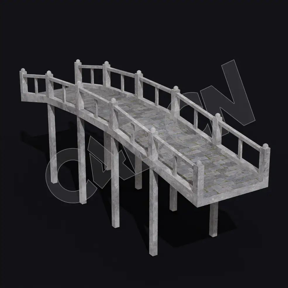 C4D石桥香格里拉中式建筑模型 Kitbash3d-Shangri-La_Bridge_A_grp