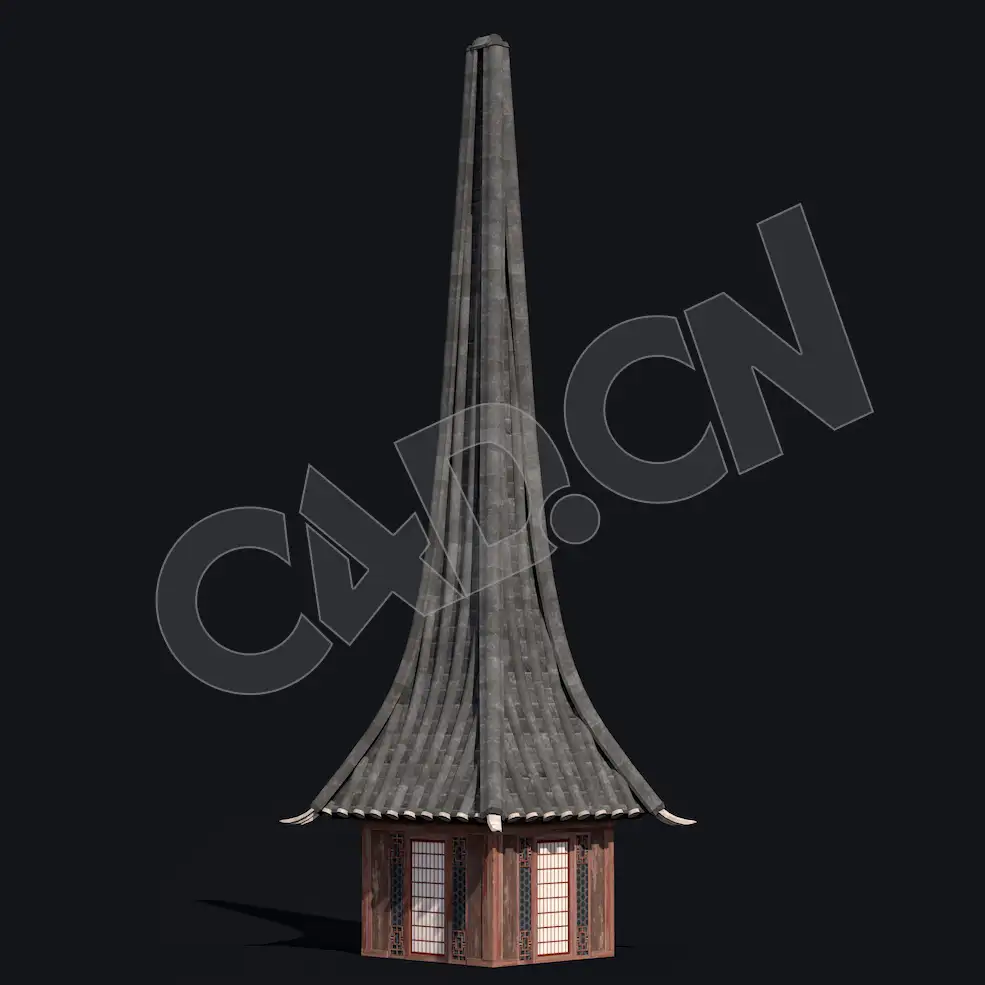 C4D屋顶香格里拉中式建筑模型 Kitbash3d-Shangri-La_Tower_K_grp
