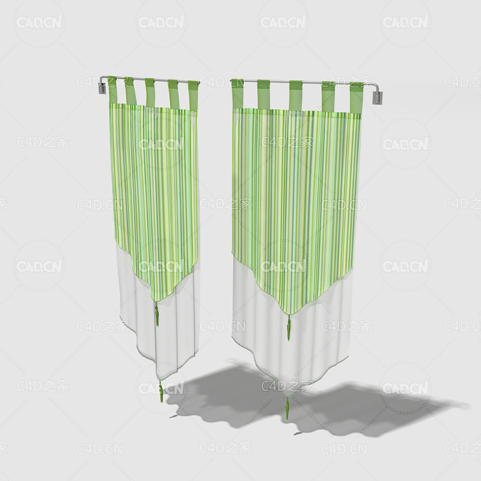 C4D年轻时尚风格客厅窗帘卧室窗帘室内窗帘儿童窗帘模型 Curtain 3D Model-9 - C4D之家 - 009_render.jpg