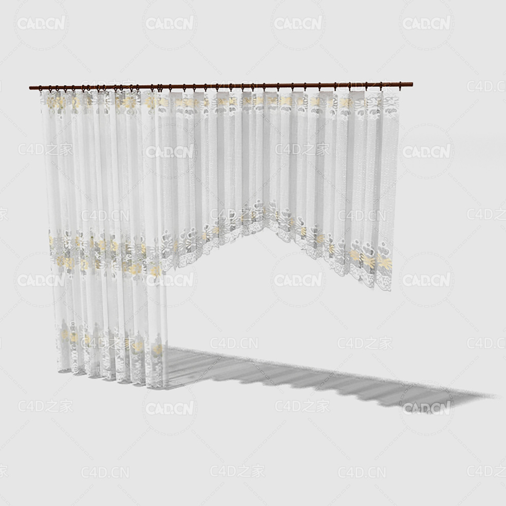 C4D室内蕾丝花边半透明窗帘模型 Curtain 3D Model-13 - C4D之家 - 013_render.jpg