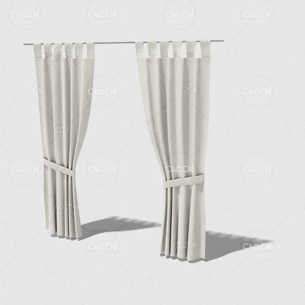 C4D简约客厅窗帘卧室窗帘室内窗帘模型 Curtain 3D Model-15 - C4D之家 - 015_render.jpg