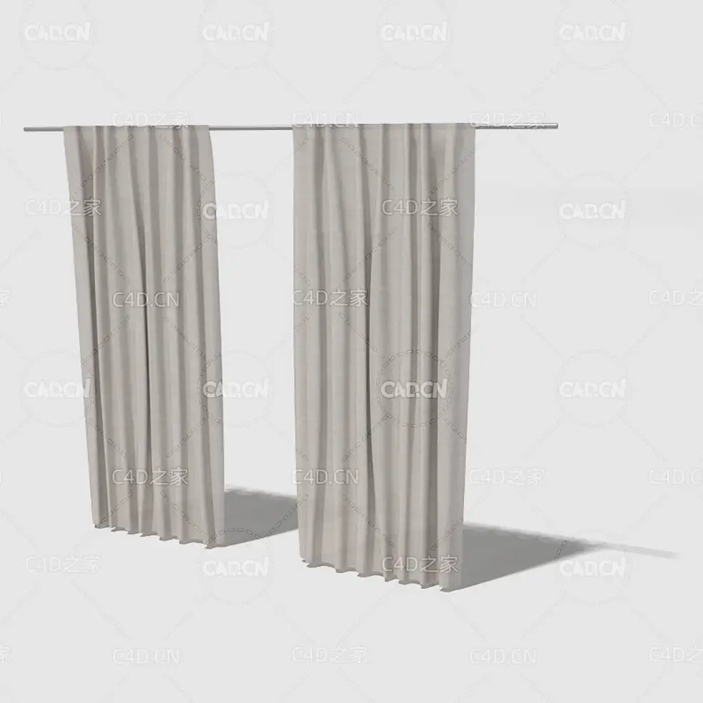 C4D简约客厅窗帘卧室窗帘室内窗帘模型 Curtain 3D Model-16 - C4D之家 - 016_render.jpg