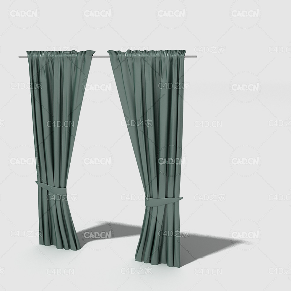 C4D客厅窗帘卧室窗帘室内窗帘模型 Curtain 3D Model-23 - C4D之家 - 023_render.jpg