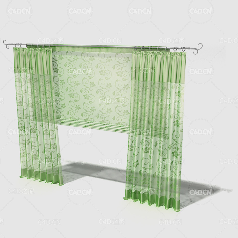 C4D女卧室花纹窗帘模型 Curtain 3D Model-26 - C4D之家 - 026_Render.jpg