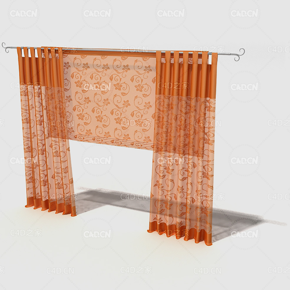 C4D女性房间室内半透明花纹图案窗帘模型 Curtain 3D Model-25 - C4D之家 - 025_render.jpg