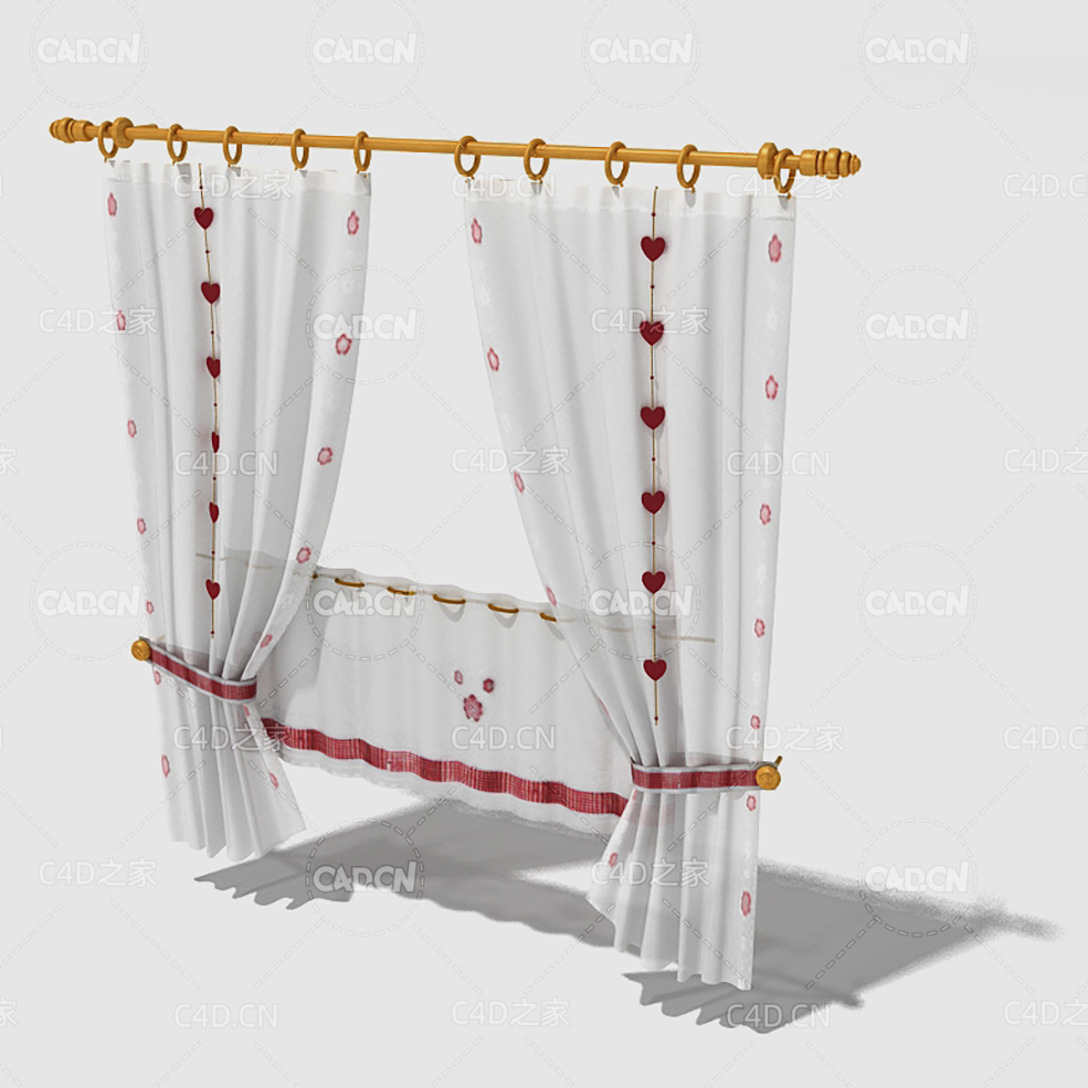 C4D女孩客厅窗帘卧室窗帘室内窗帘模型 Curtain 3D Model-29 - C4D之家 - 029_render.jpg