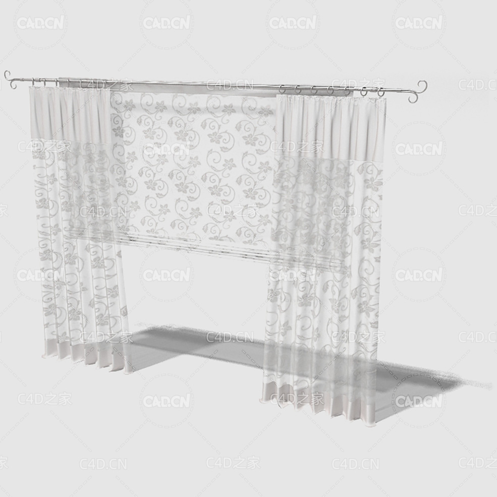 C4D客厅窗帘卧室窗帘室内窗帘模型 Curtain 3D Model-27 - C4D之家 - 027_render.jpg