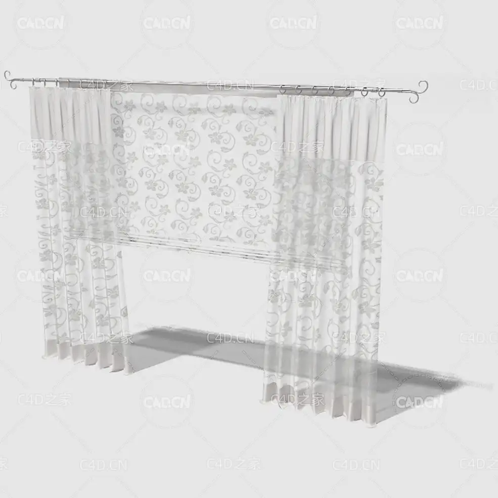 C4D客厅窗帘卧室窗帘室内窗帘模型 Curtain 3D Model-27 - C4D之家 - 027_render.jpg