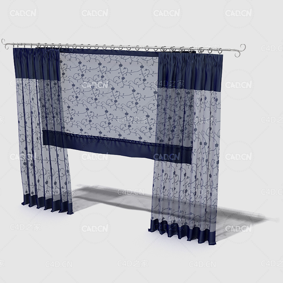 C4D客厅窗帘卧室窗帘室内窗帘模型 Curtain 3D Model-31 - C4D之家 - 031_render.jpg