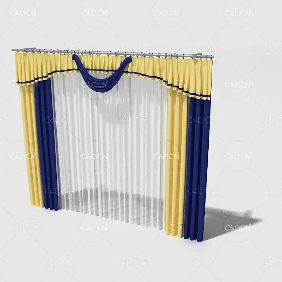 C4D卧室包含纱窗窗幔的窗帘模型 Curtain 3D Model-34 - C4D之家 - 034_render.jpg