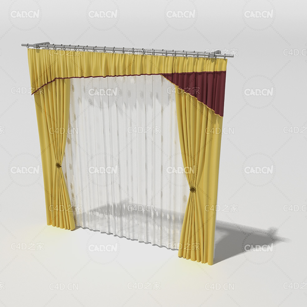 C4D室内纱窗窗帘模型 Curtain 3D Model-36 - C4D之家 - 036_render.jpg