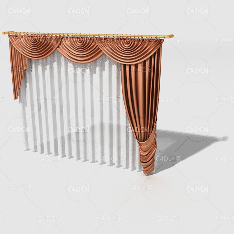 C4D带窗幔的窗帘纱窗模型 Curtain 3D Model-39 - C4D之家 - 039_render.jpg