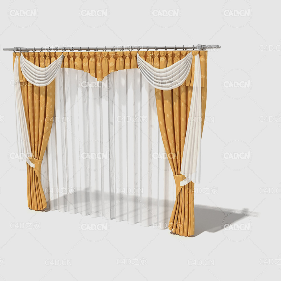 C4D卧室窗帘窗幔纱窗模型 Curtain 3D Model-43 - C4D之家 - 043_render.jpg