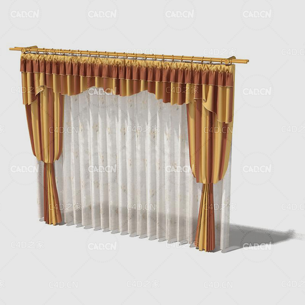 C4D客厅窗帘卧室窗帘室内窗帘模型 Curtain 3D Model-47 - C4D之家 - 047_render.jpg
