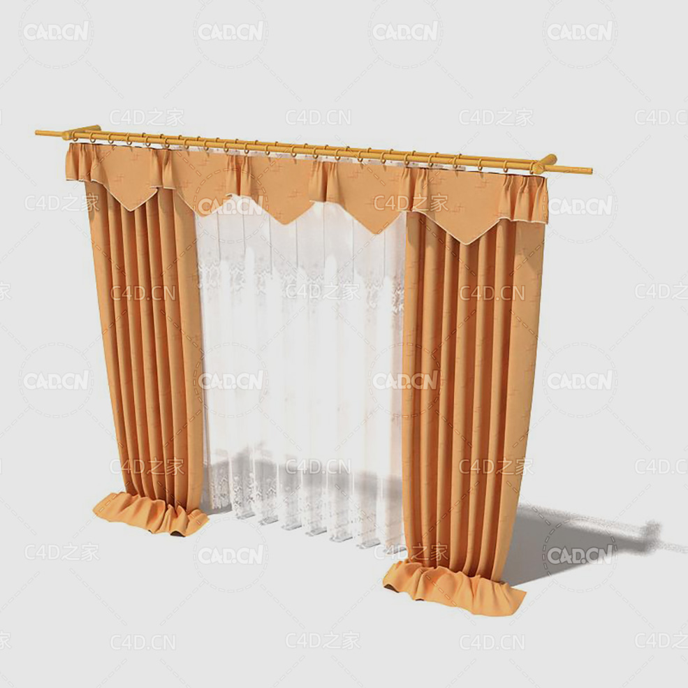 C4D客厅窗帘卧室窗帘室内窗帘模型 Curtain 3D Model-45 - C4D之家 - 045_render.jpg