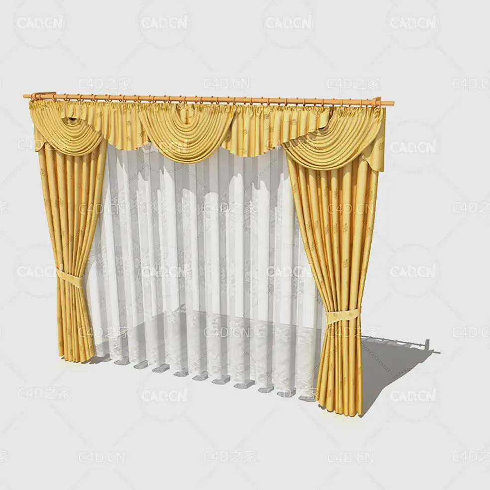 C4D客厅窗帘卧室窗帘室内窗帘模型 Curtain 3D Model-46 - C4D之家 - 046_render.jpg