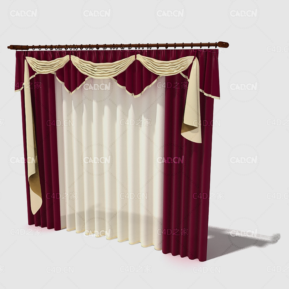 C4D客厅窗帘卧室窗帘室内窗帘模型 Curtain 3D Model-48 - C4D之家 - 048_render.jpg