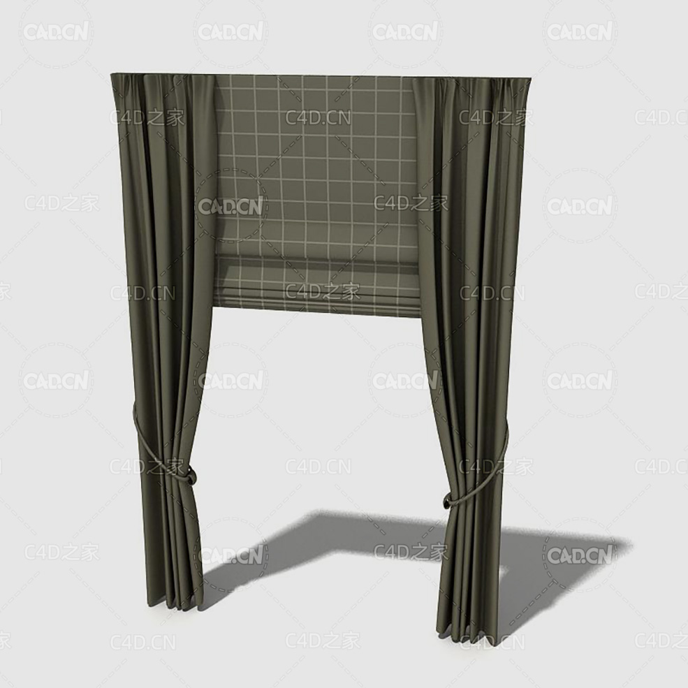 C4D客厅窗帘卧室窗帘室内窗帘模型 Curtain 3D Model-52 - C4D之家 - 052_render.jpg