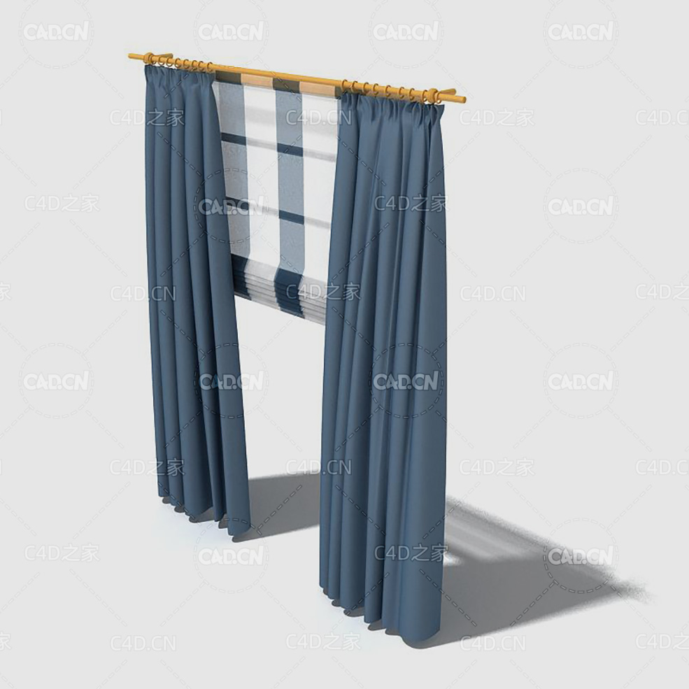 C4D客厅窗帘卧室窗帘室内窗帘模型 Curtain 3D Model-51 - C4D之家 - 051_render.jpg